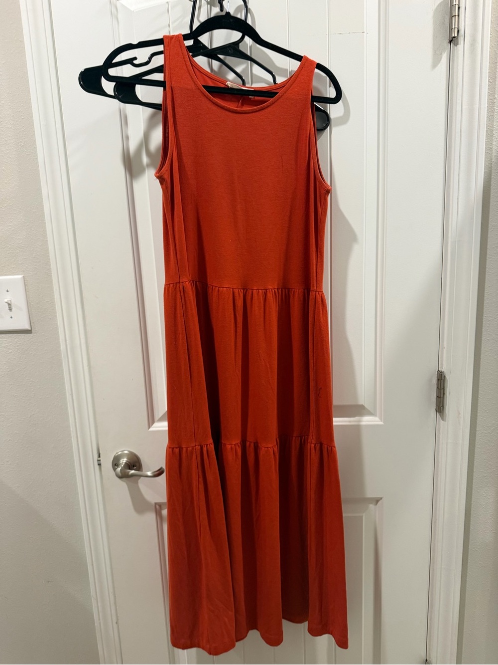 Zenana Outfitters Sleeveless Tiered Maxi Dress in Orange